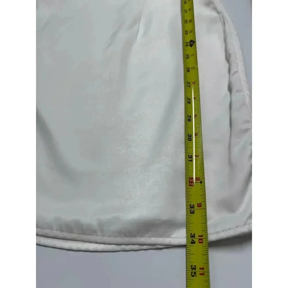 Altar’d State White Feather Trimmed Satin Mini Dress Size Medium Bridal - Picture 9 of 10